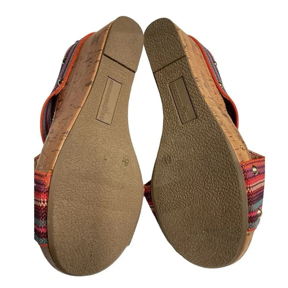 Montego Bay Club Sandals Sz 6.5‎ Platform Cork Wedge Heels Slip On Cross Strap